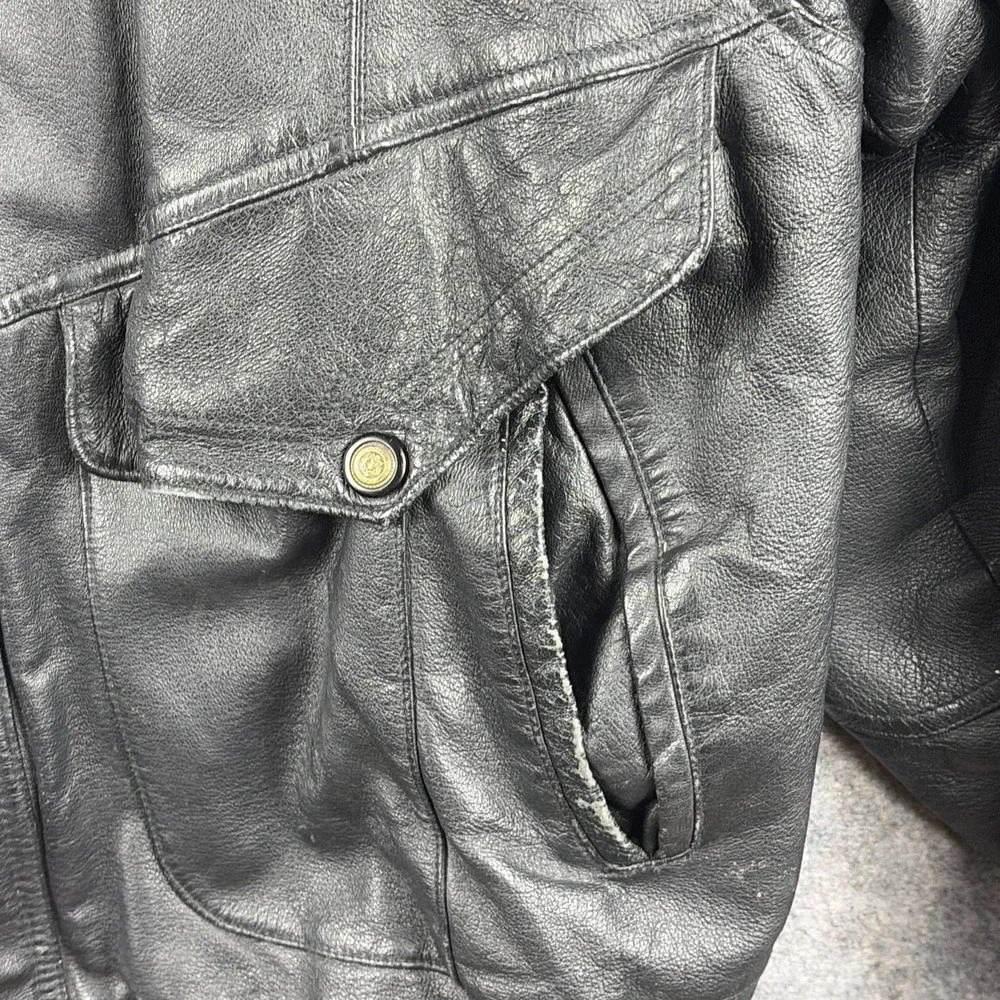 VINTAGE MEMBERS ONLY Black Leather Jacket Lined Size Mens L Motorcycle Bomber